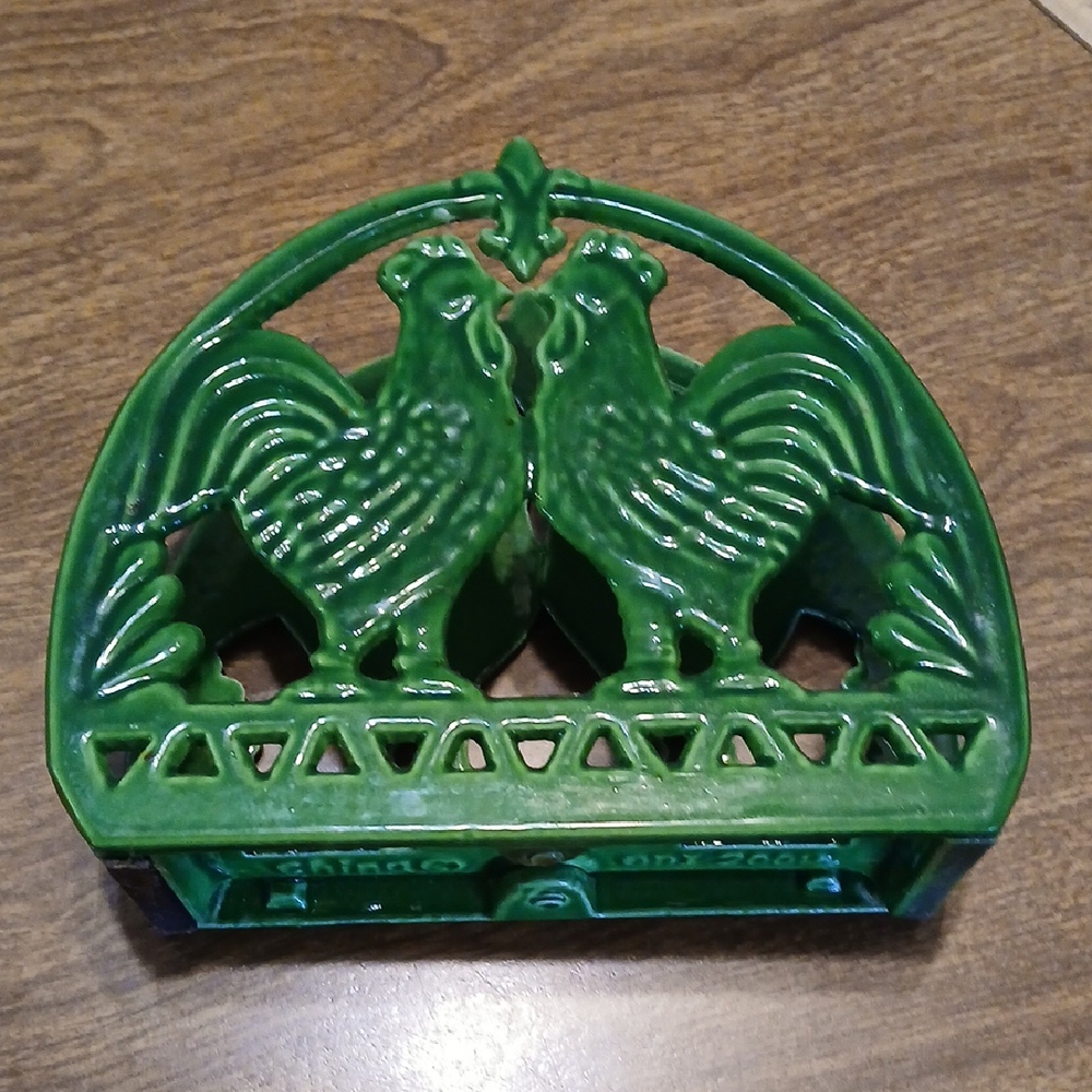 Green Rooster Napkin Holder